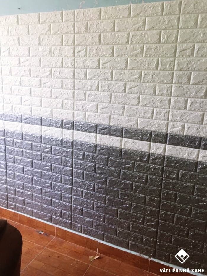 xốp dán tường 3d giả gạch màu xám