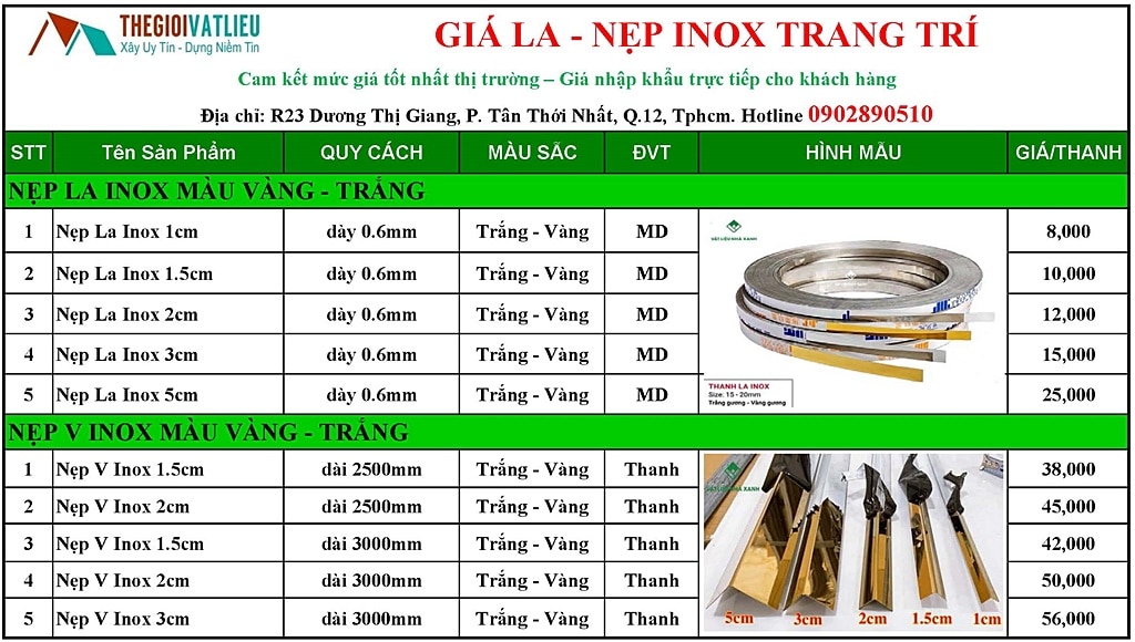 giá la nẹp inox