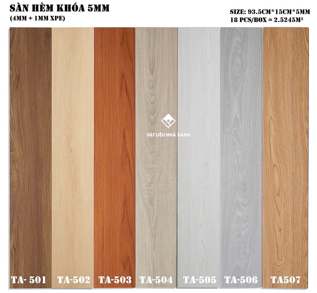 Sàn Nhựa Hèm Khóa 5mm Vân Gỗ Có Đế IPXE TA 18 gia san nhua hem khoa 5mm TA new