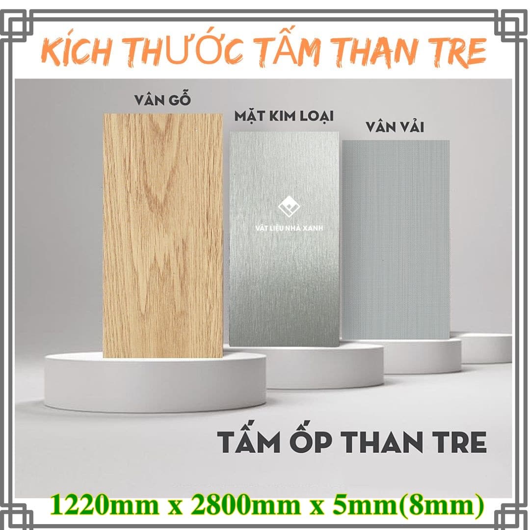 Tấm Ốp Than Tre 5mm Việt Nam - Vân Đá, Vân Gỗ, Vân Vải, Đơn Sắc 32 kich thuoc tam op than tre