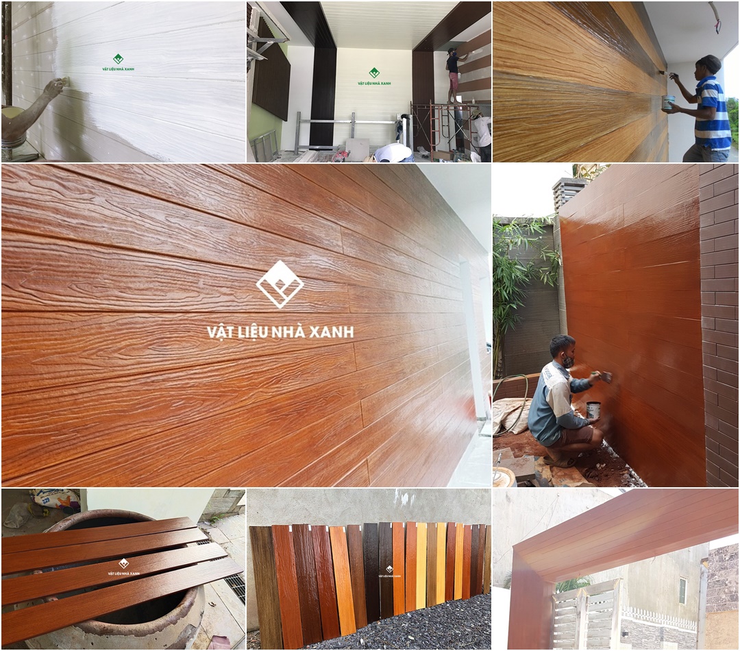 Sơn Giả Gỗ Trên Tường Xi Măng Bề Mặt Cột Bê Tông 12 son gia go tren tuong xi mang be tong 66