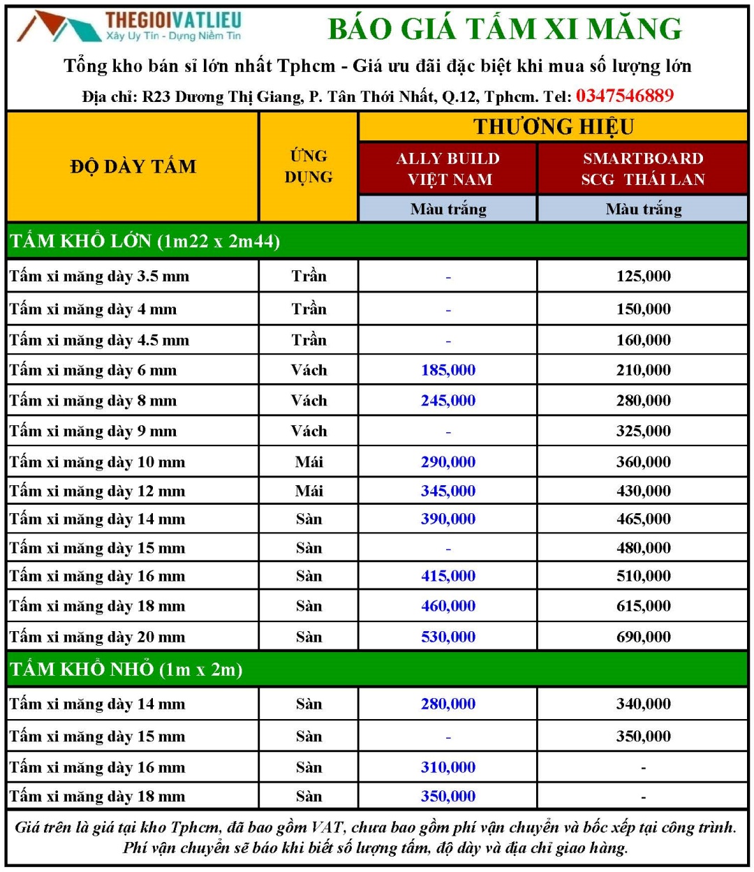 Bao gia tam xi mang thai lan viet nam 2026